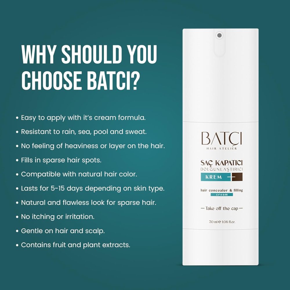 BATCI HAIR CONCEALER (2) - CREAM FOR BALD SPOTS & THINNING HAIR (WATERPROOF) - Image 5